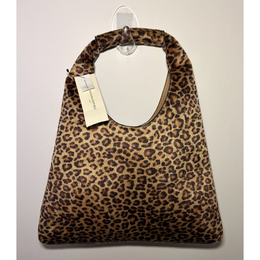 Banana Republic Faux Fur Slouchy Tote Leopard Print Tote Bag Boho 13" Tall